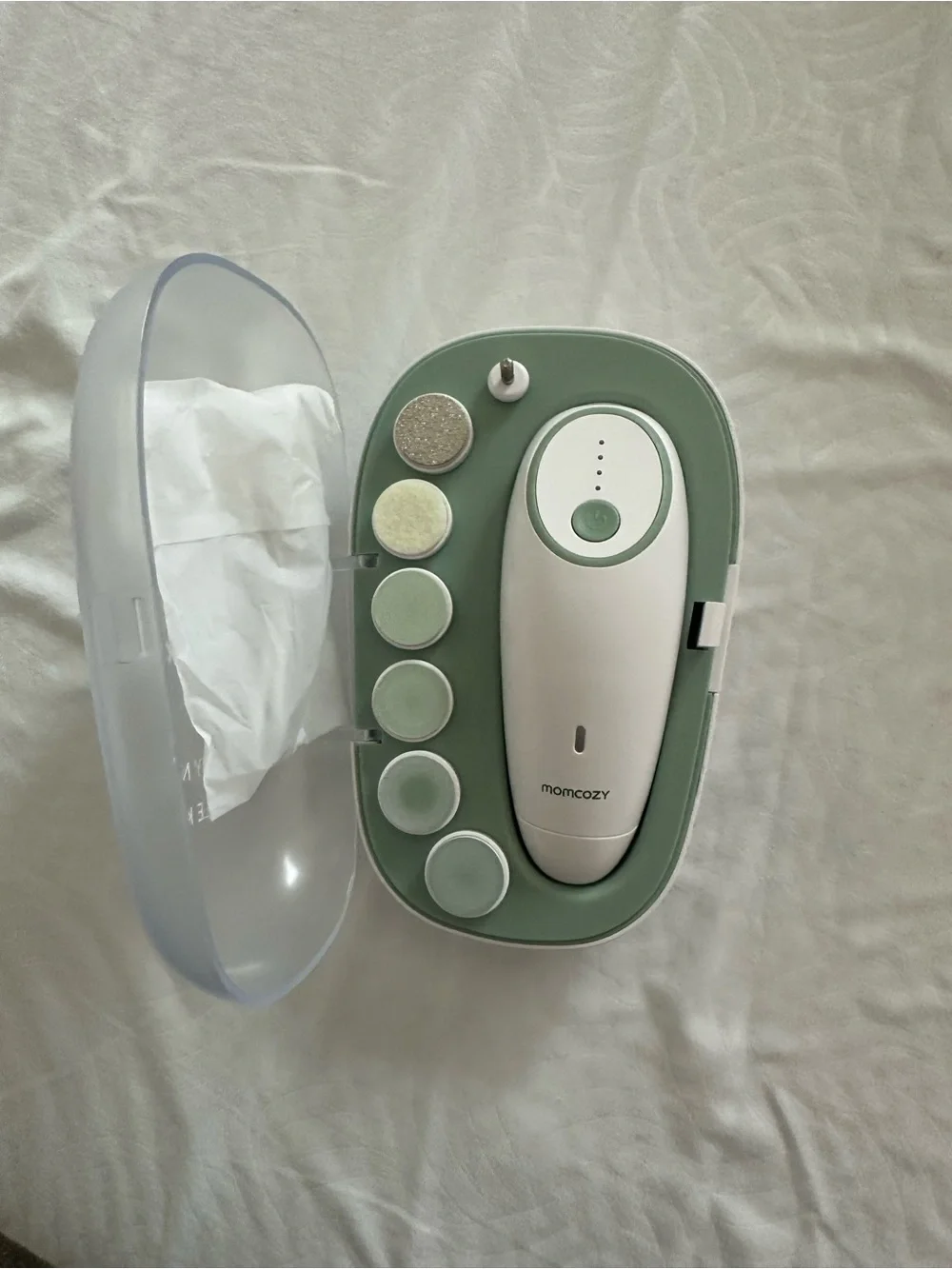 Momcozy Electric Baby Nail Trimmer Kit - Sage Green & White